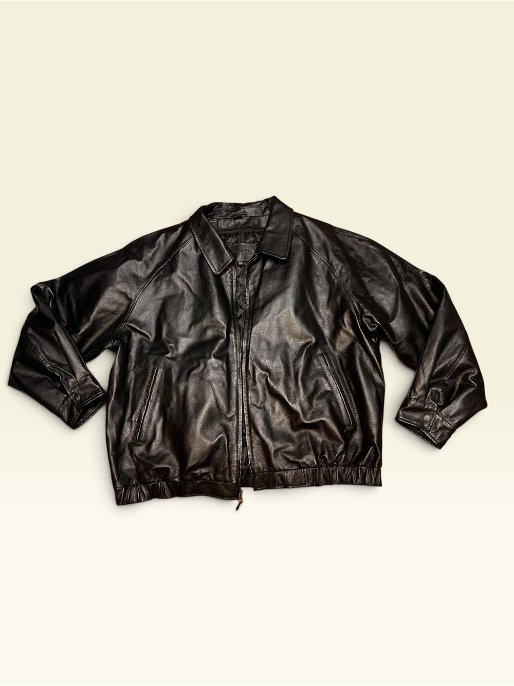 Vintage St. John’s Bay XXL Quilted Black 100% Genuine Leather Bomber Jacket